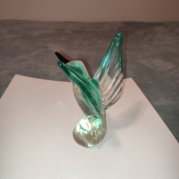 Glass Art Hummingbird Bird Colibri Teal Home Decor Office Vintage - Picture 5 of 11